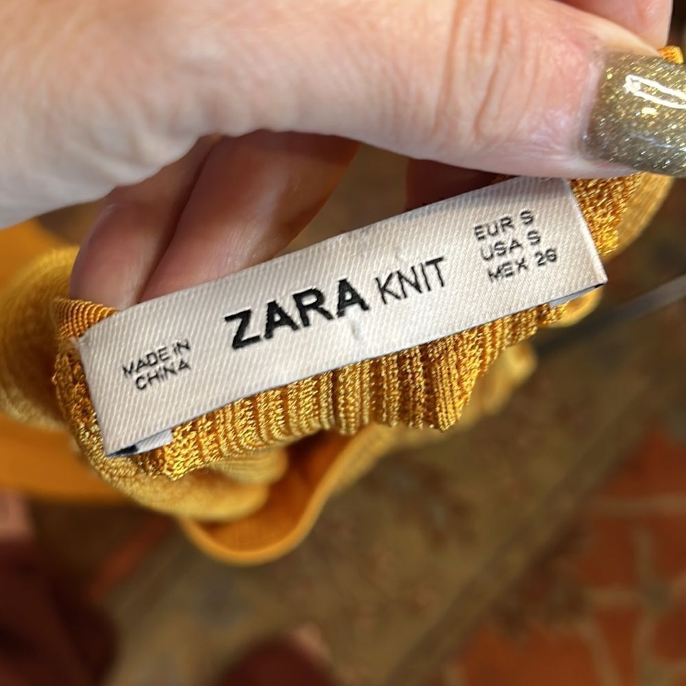 Zara Knit Yellow-Orange Knotted Shoulder Strap Maxi Dress, S! - Picture 8 of 9